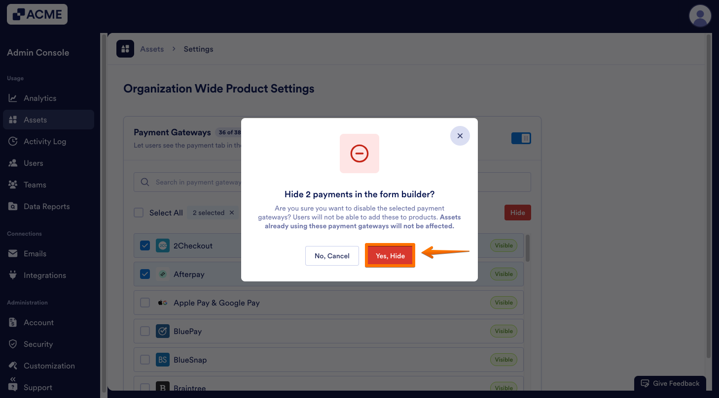 How to Manage Organization-Wide Payment Integration Settings from the Admin Console Image-11