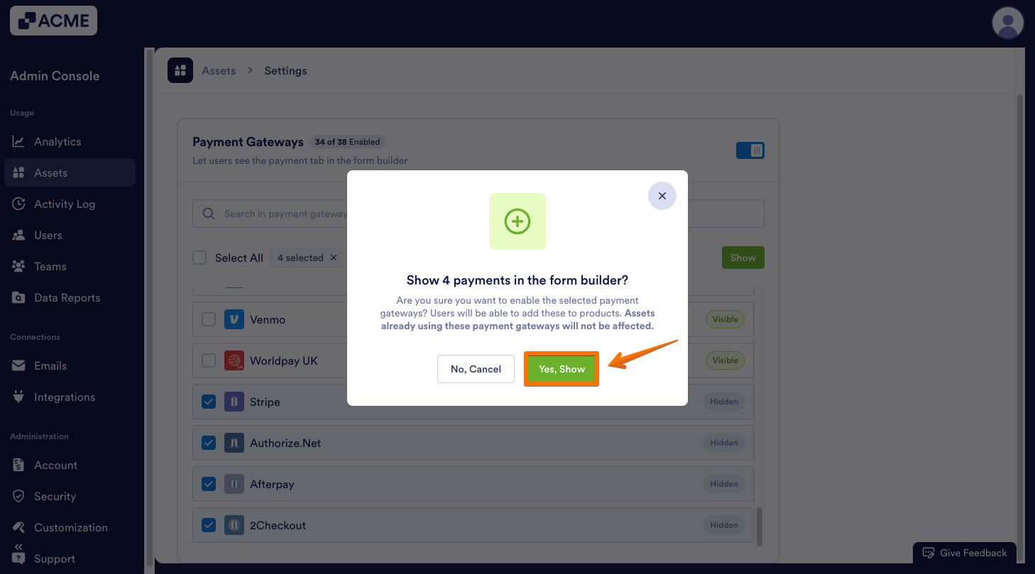 How to Manage Organization-Wide Payment Integration Settings from the Admin Console Image-16
