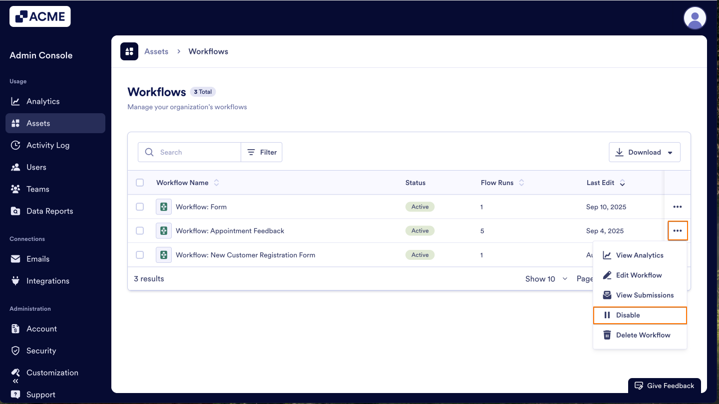 How to Enable or Disable Individual Workflows in your Organization from the Admin Console Image-2