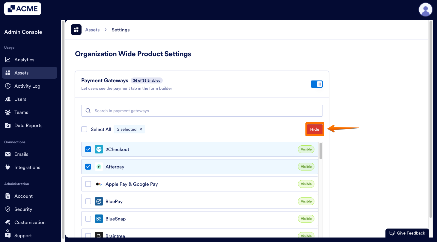 How to Manage Organization-Wide Payment Integration Settings from the Admin Console Image-10