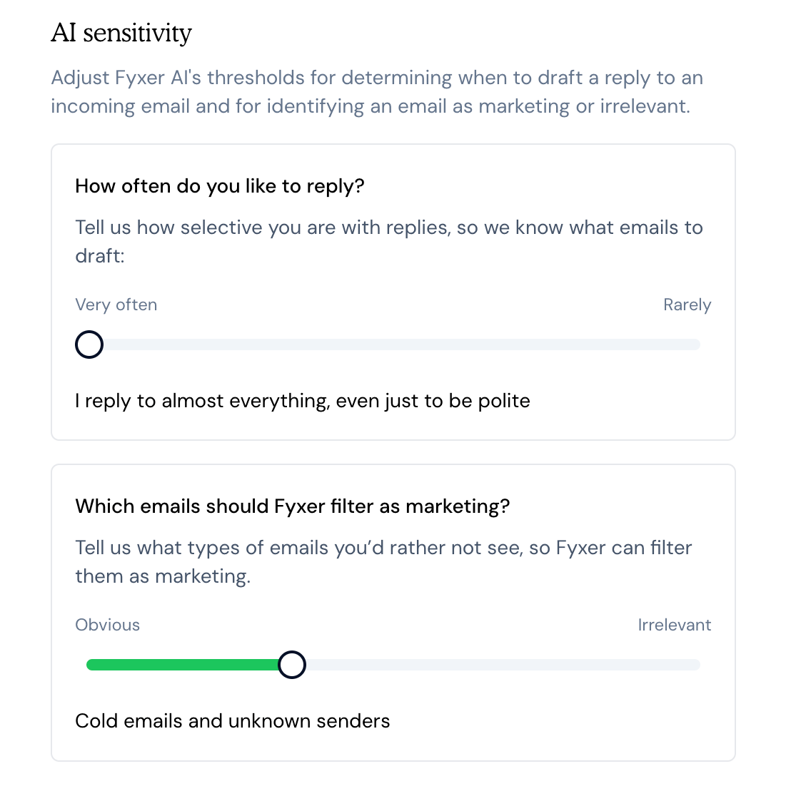 Fyxer AI Filtering Options