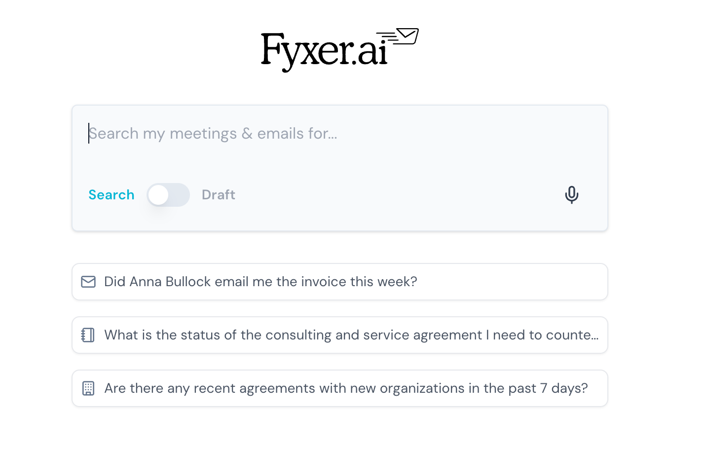 Fyxer AI Query Box and Draft Creation Toggle