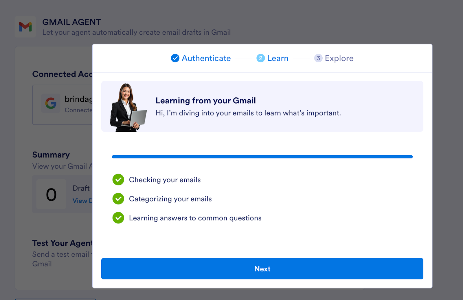 Jotform AI Agent Builder Connecting Agent to Gmail