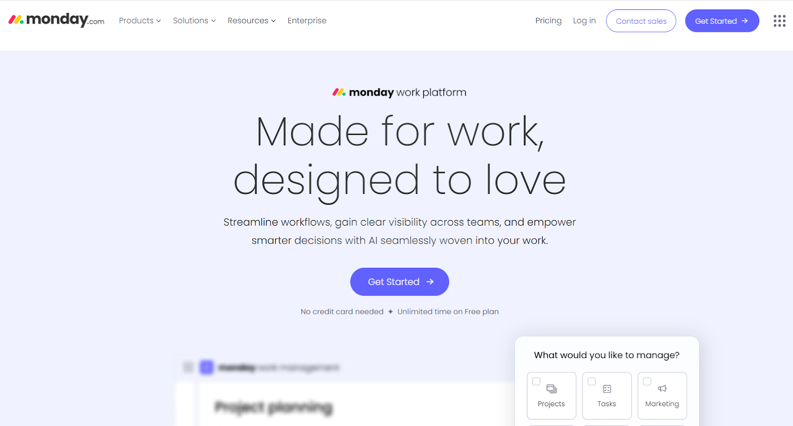 screenshot of monday