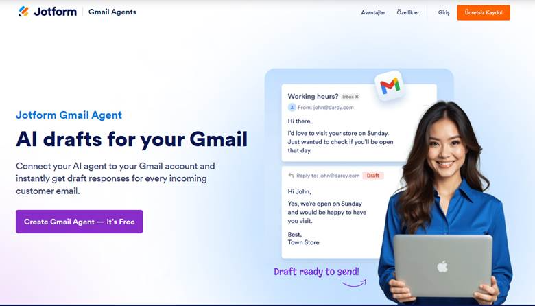 Jotform Gmail Agents Landing