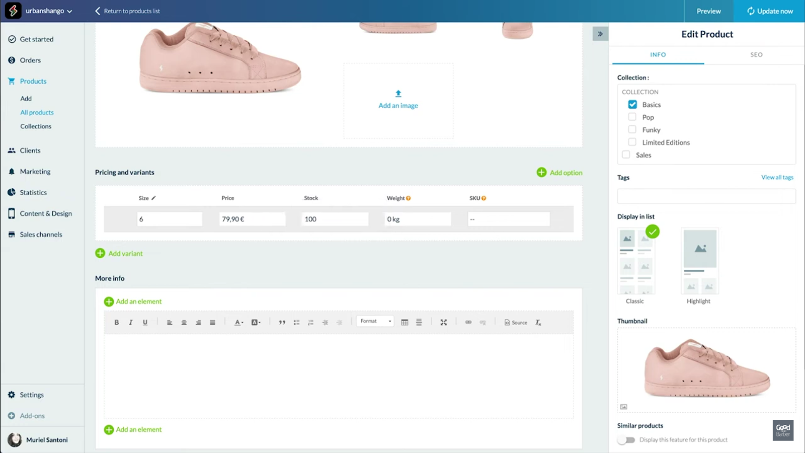 GoodBarber User Interface