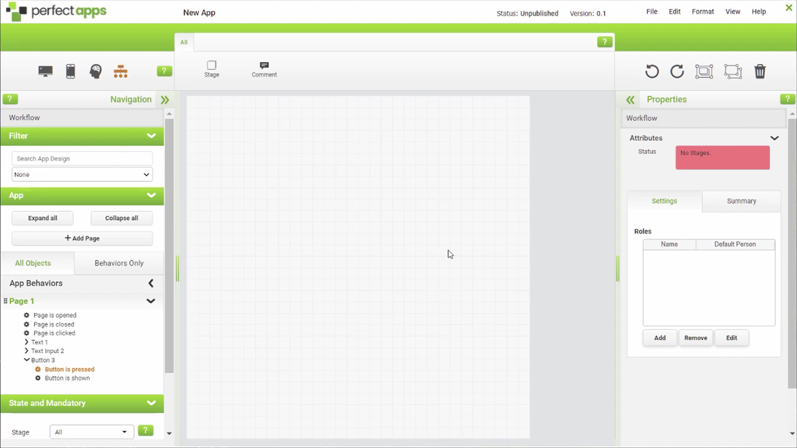 PerfectApps user interface