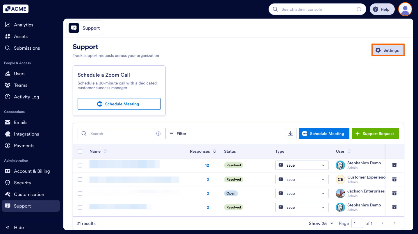How to Manage Support Ticket Settings in Your Organization from the Admin Console Image-2
