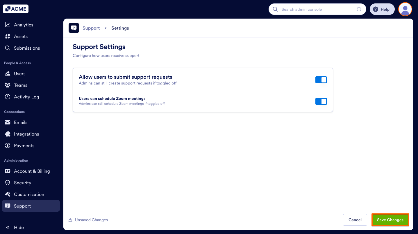 How to Manage Support Ticket Settings in Your Organization from the Admin Console Image-4