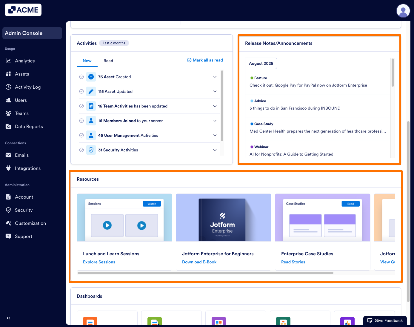 How to Access Enterprise Resources and Release Notes from the Admin Console Image-1