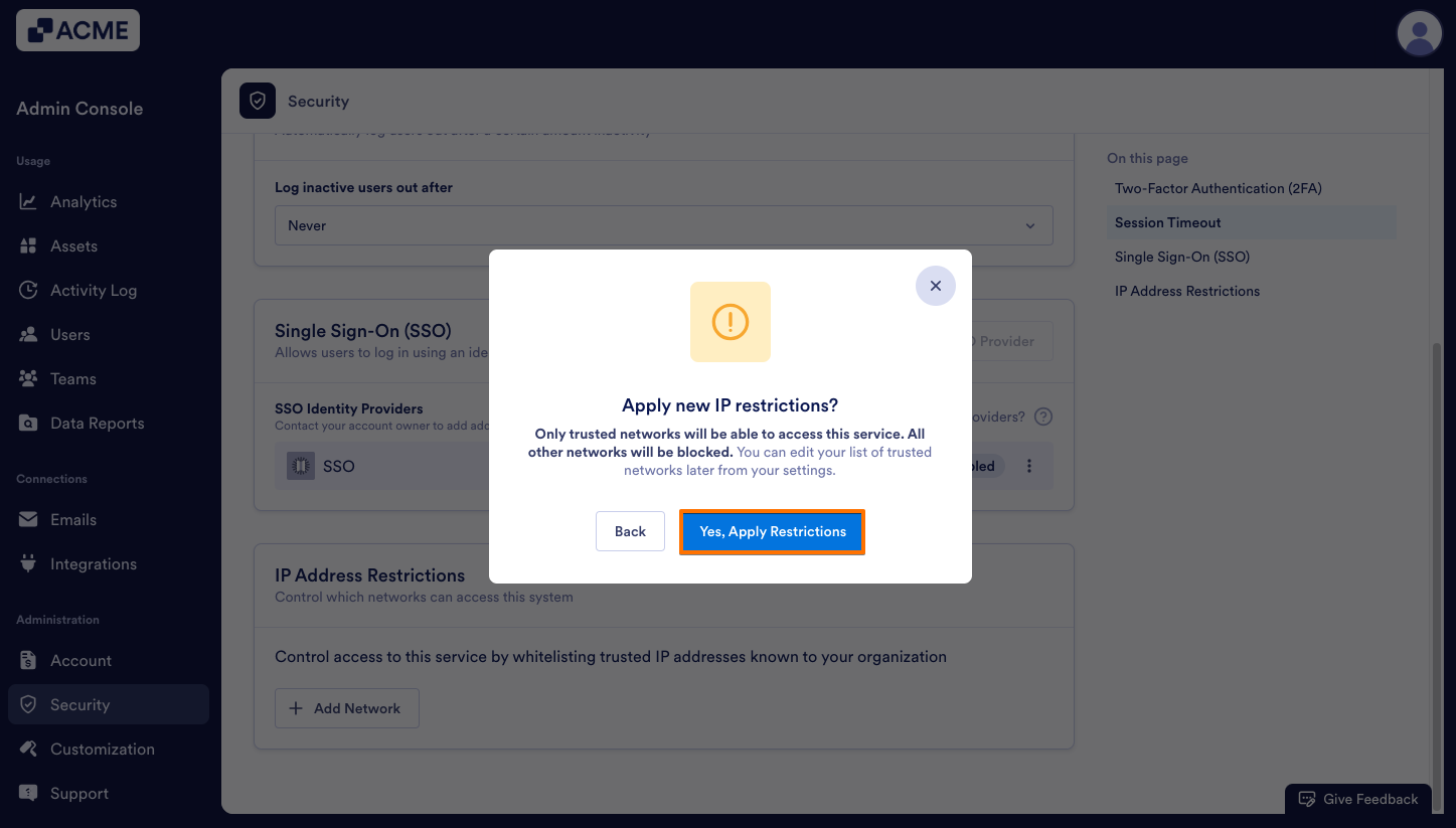 How to Restrict Network Access to the Organization’s System from the Admin Console Image-6