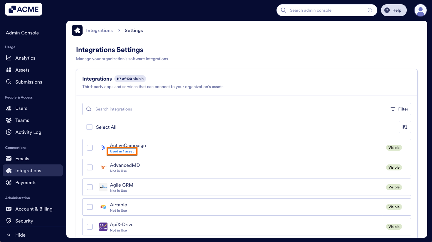 How to Show or Hide Integrations in Your Organization from the Admin Console Image-4