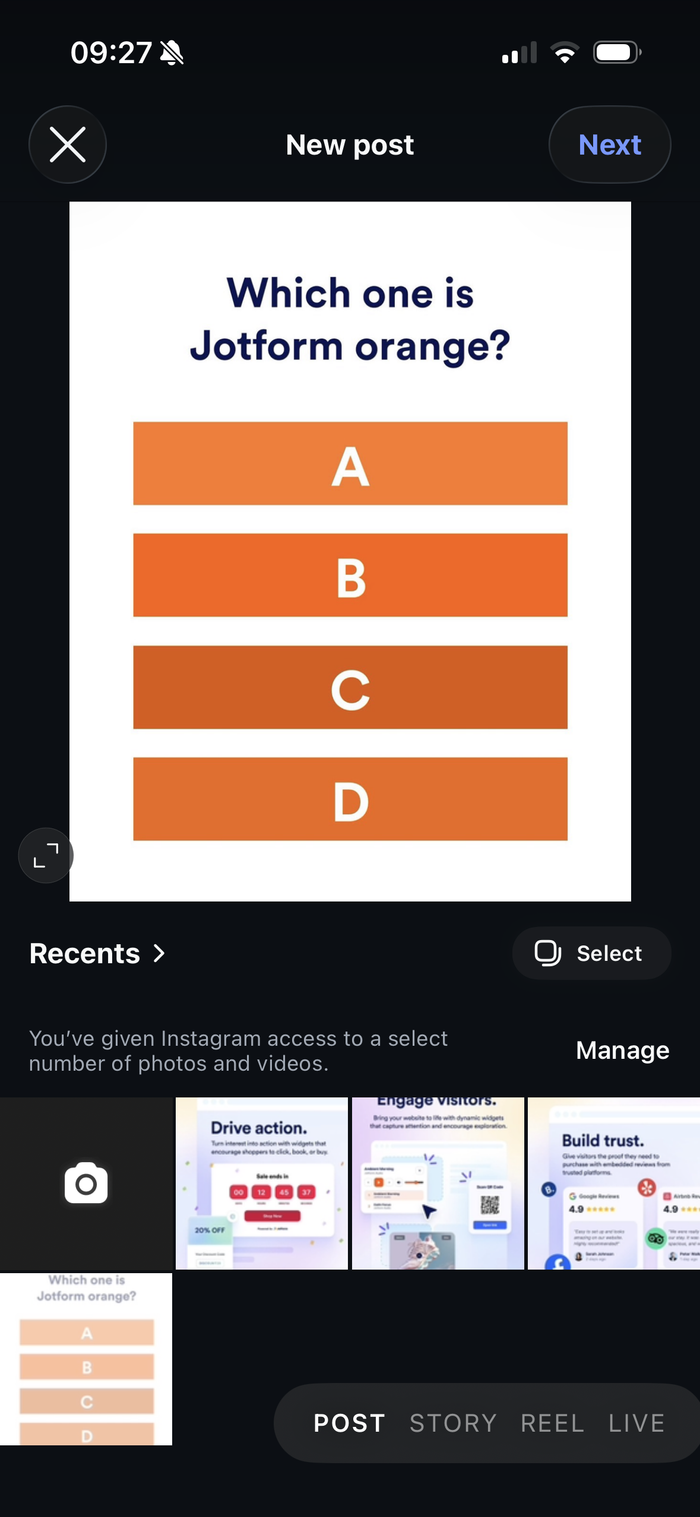 Instagram Post Creation New Post Image Selection