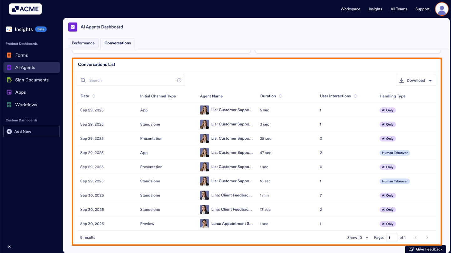 How to View AI Agent Conversation Metrics in Insights? Image-7