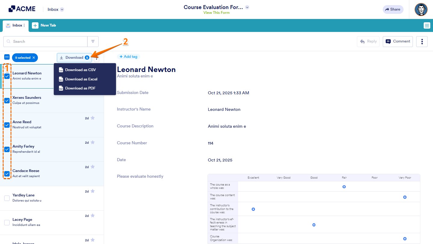 Download submission in Jotform Inbox