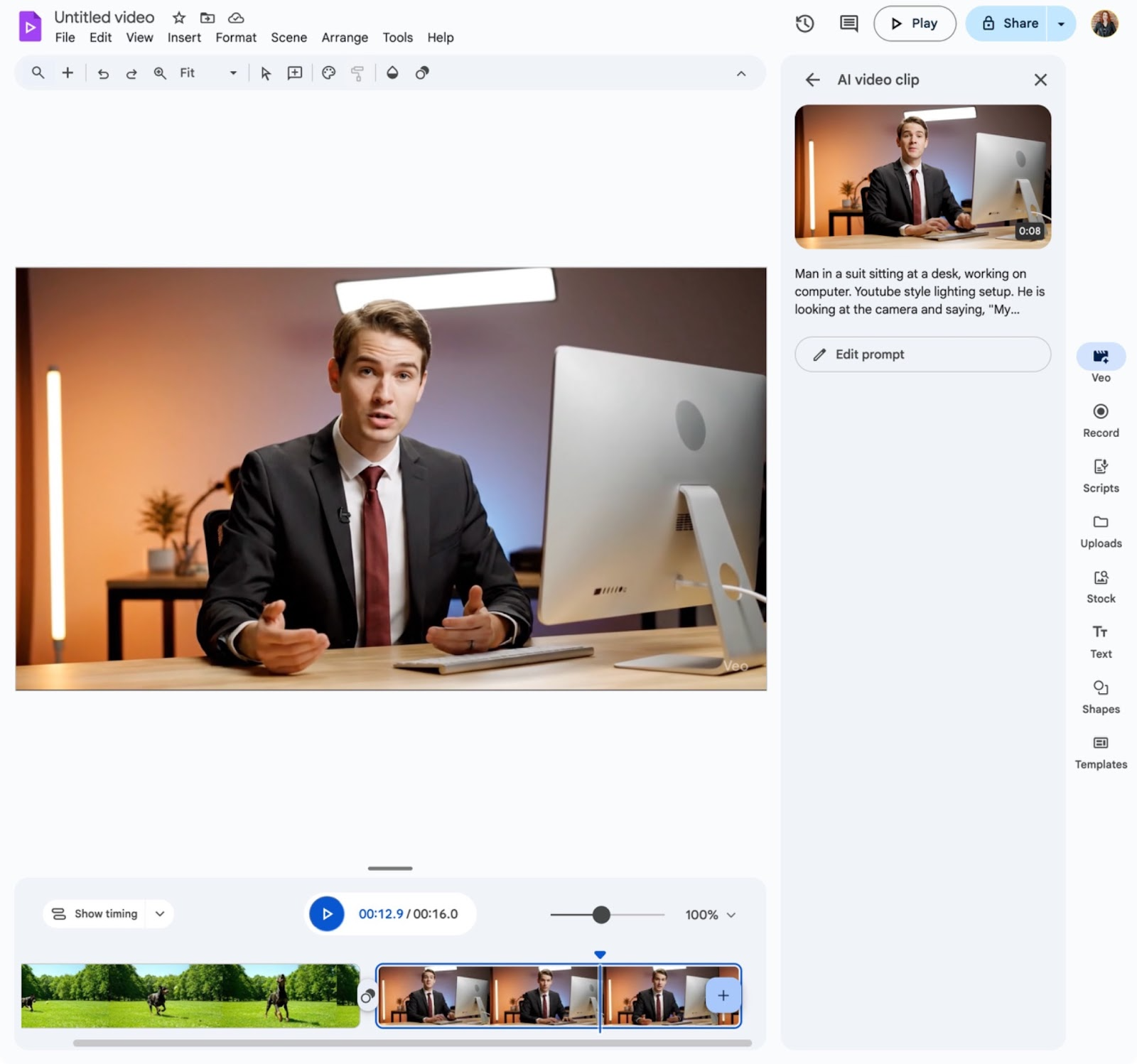 Google Vids User Interface
