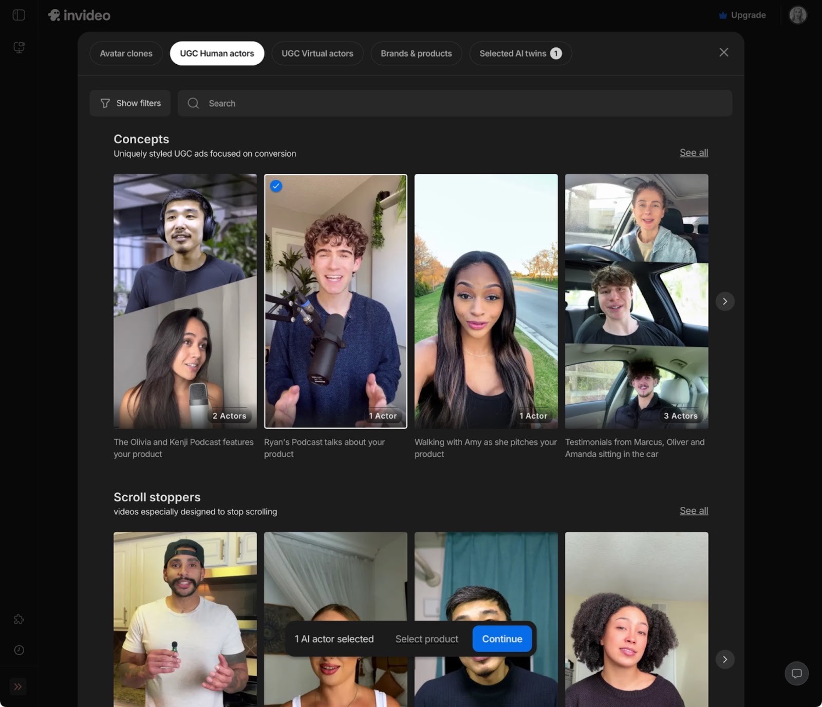 invideo AI User Interface