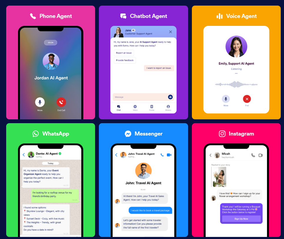 Screenshot from Jotform's website shows all the places Gorgias competitor, Jotform can be used for omnichannel support