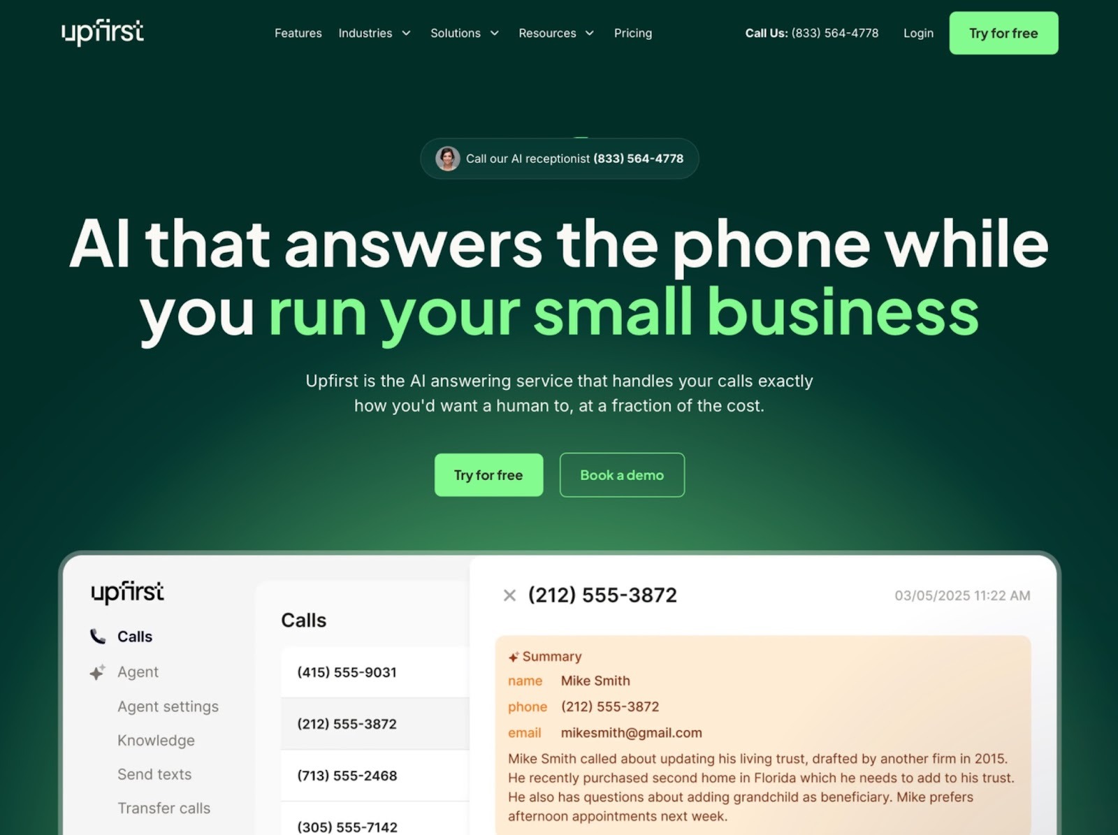 UpFirst Landing Page