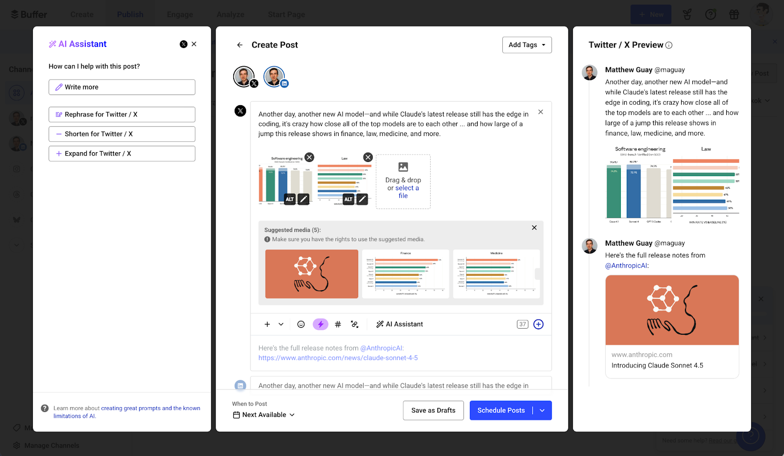 screenshot of buffer product interface