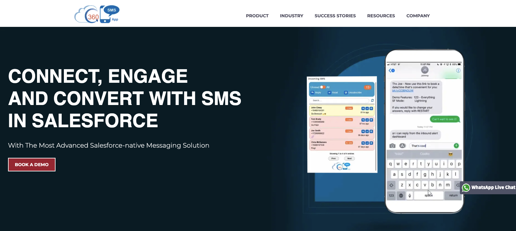 360 SMS landing page