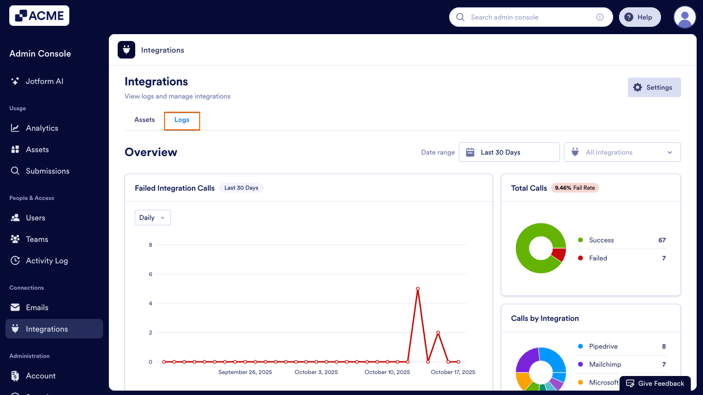 How to View Your Organization's Integration Logs from the Admin Console Image-2