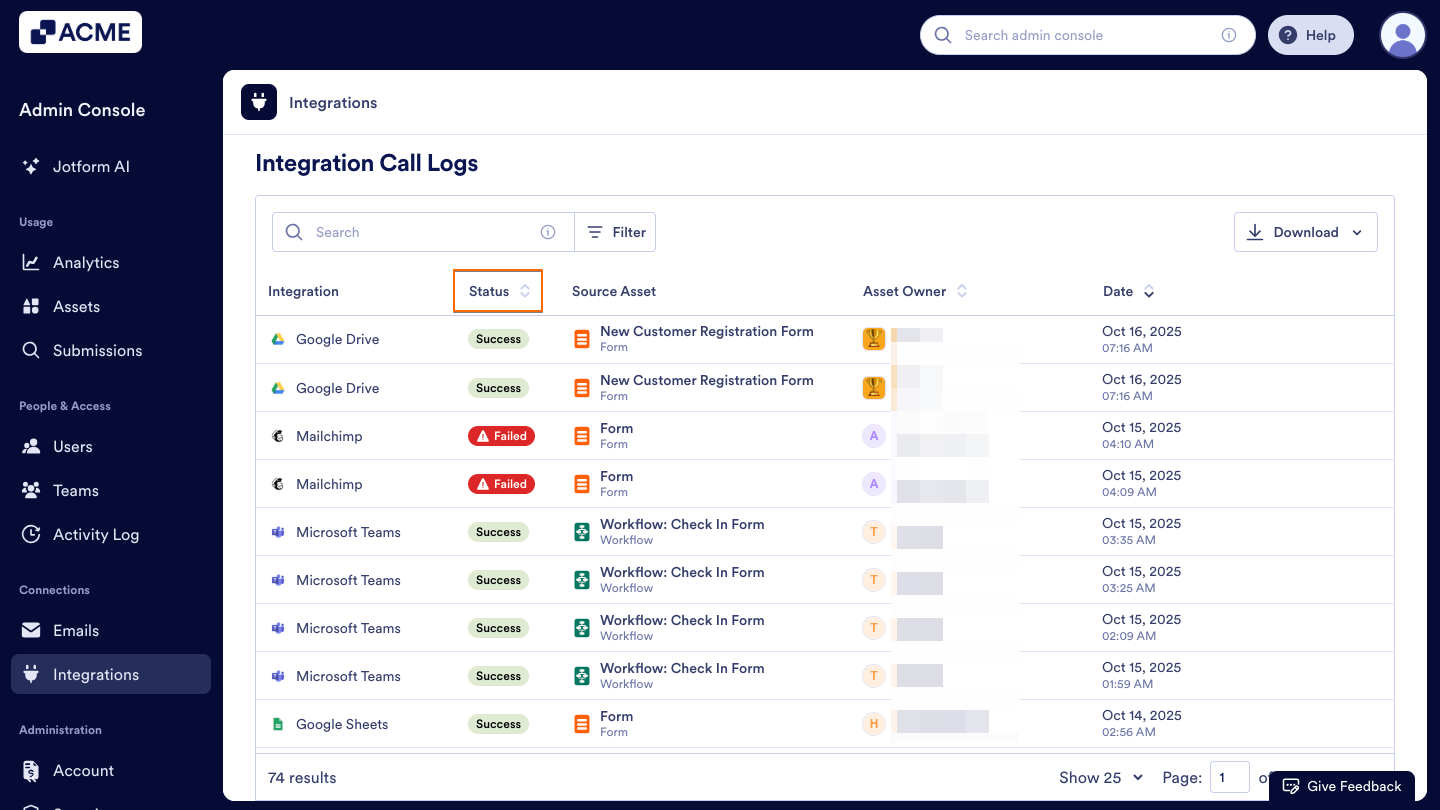 How to View Your Organization's Integration Logs from the Admin Console Image-9