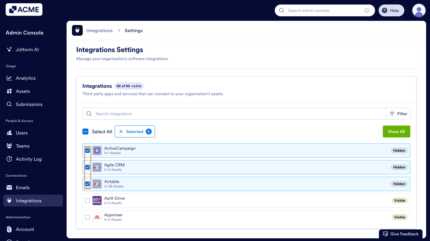 How to Show or Hide Integrations in Your Organization from the Admin Console Image-15