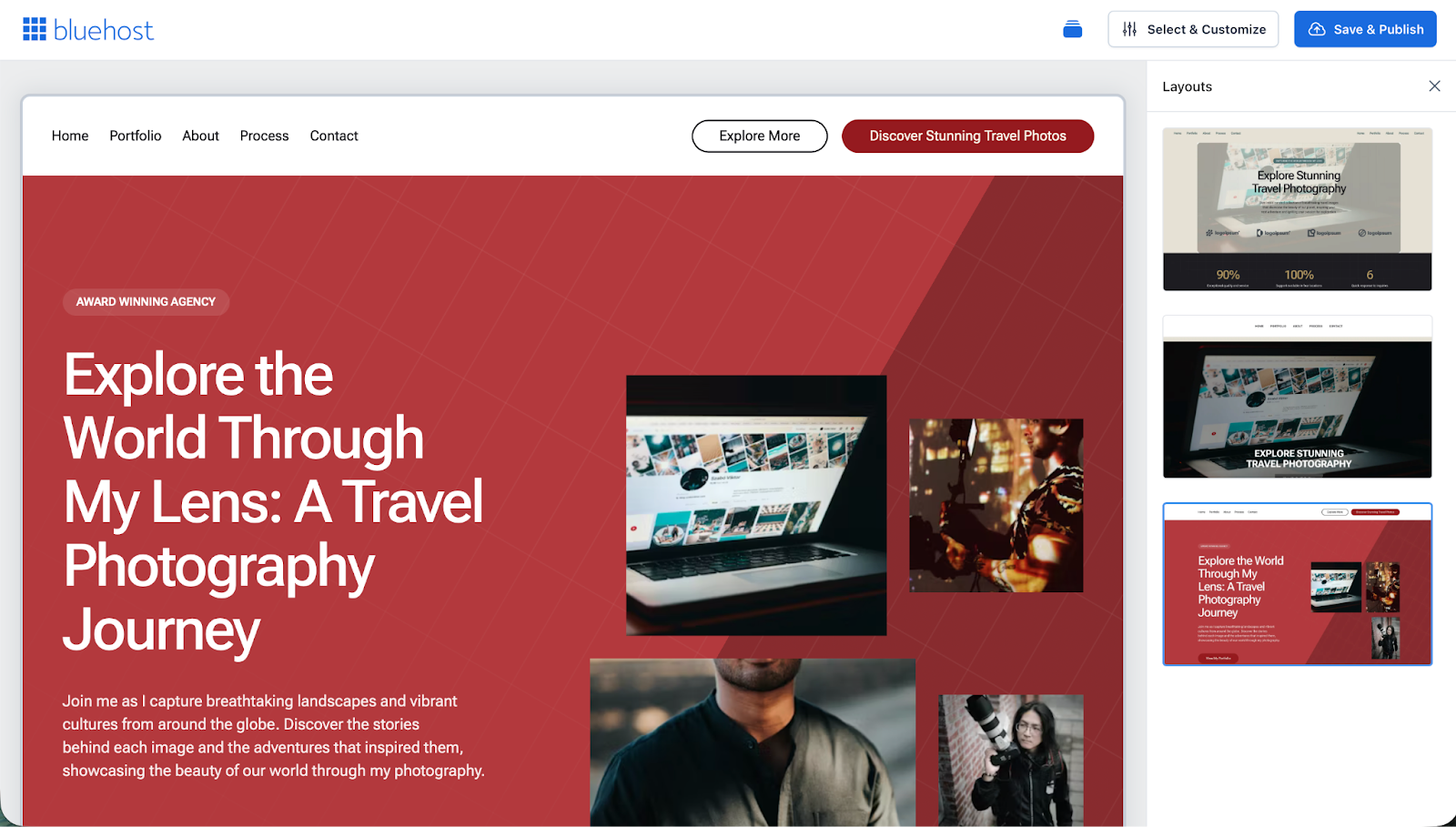 Screenshot of WordPress AI website builder dashboard