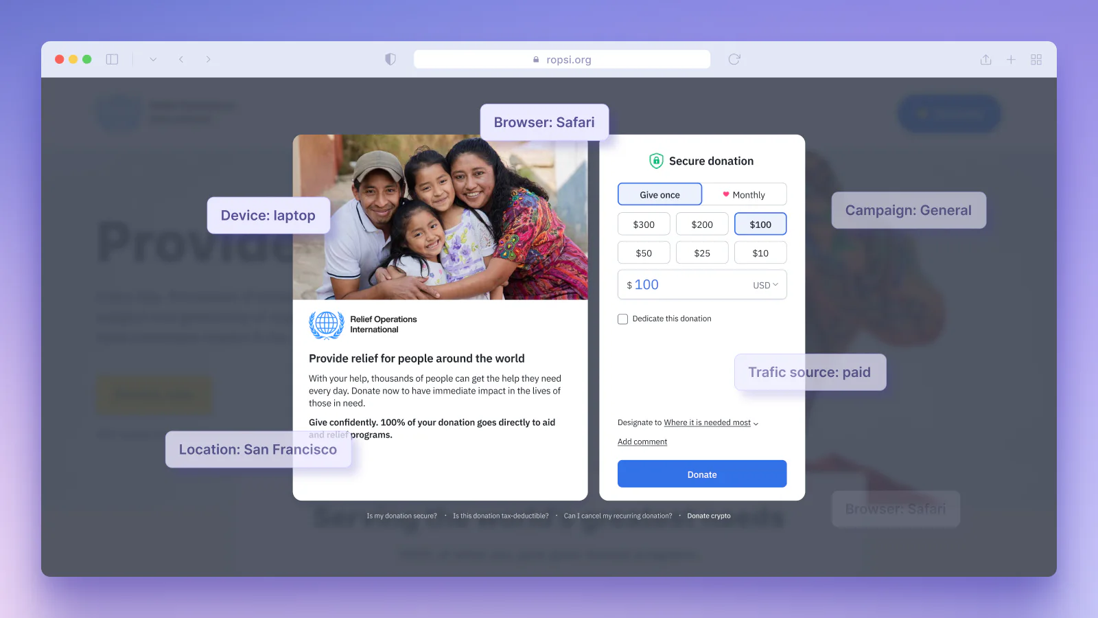 Fundraise Up Donation Pop-up Mockup Banner