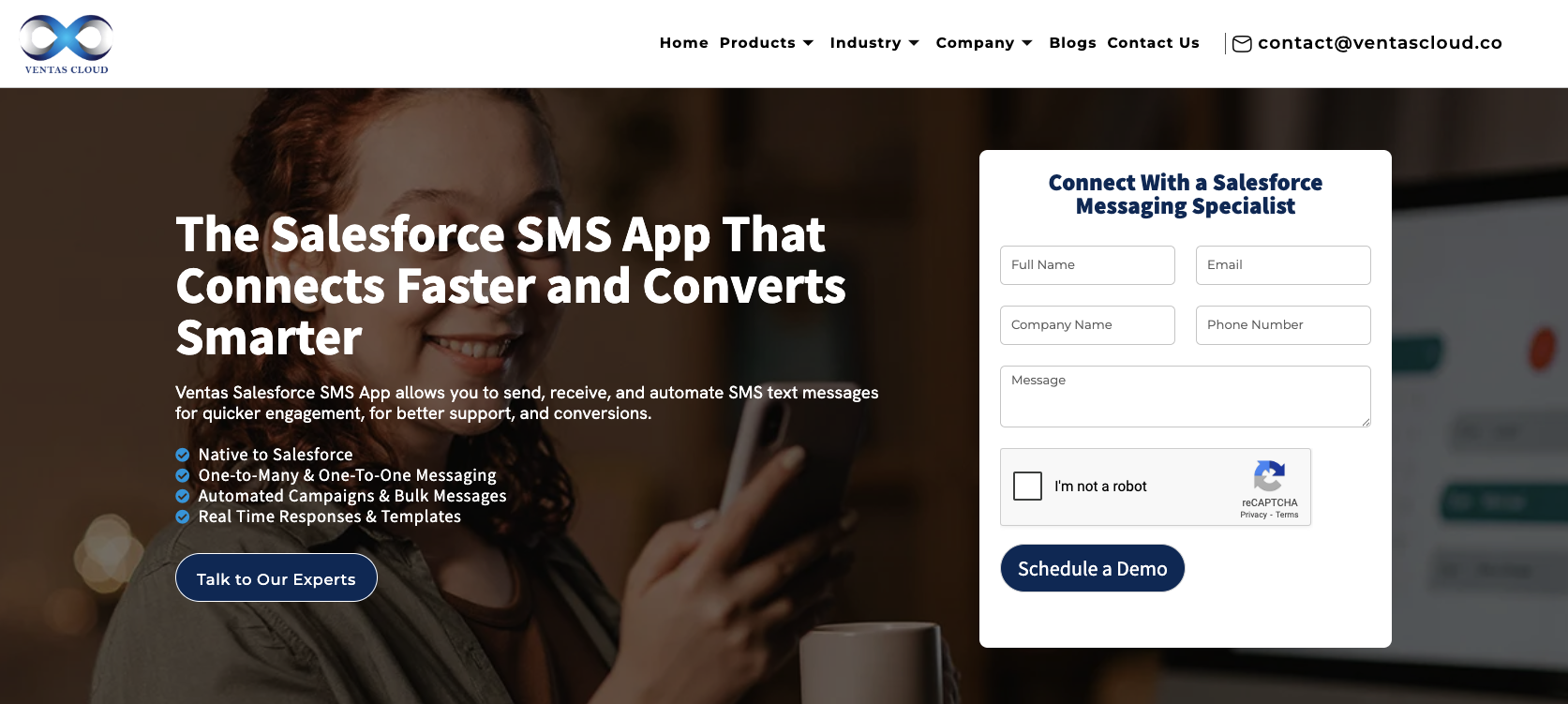 Ventas Unlimited SMS Landing Page