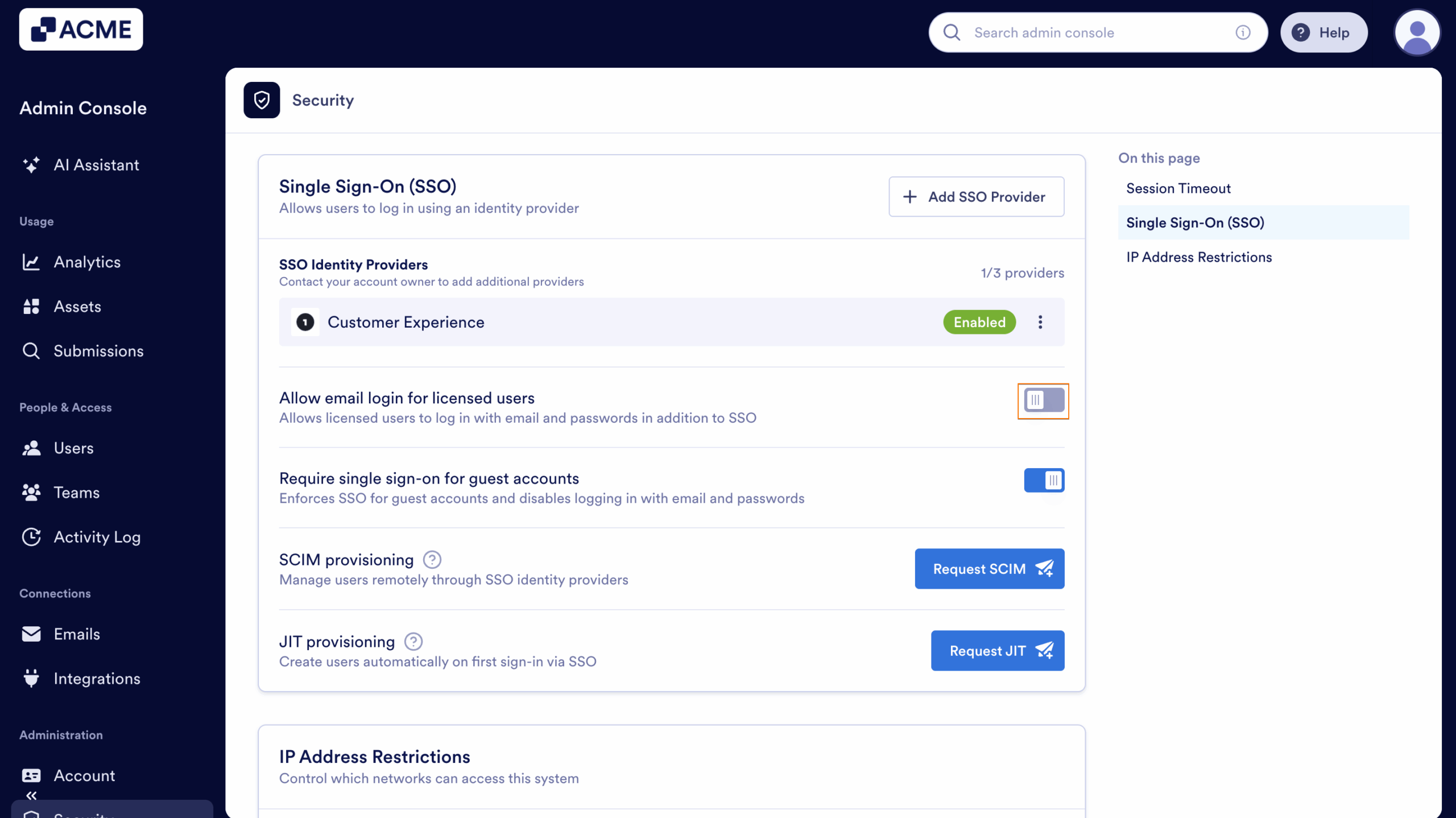 How to Allow Licensed Users in Your Organization to Log In with Email and Password in Addition to SSO Image-2