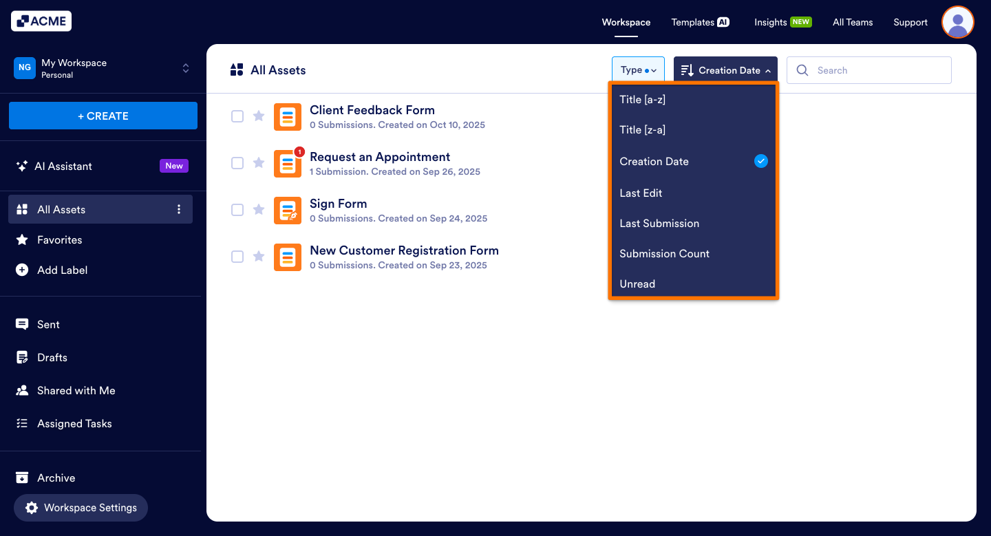 How to Filter and Sort Assets on Workspace Image-4
