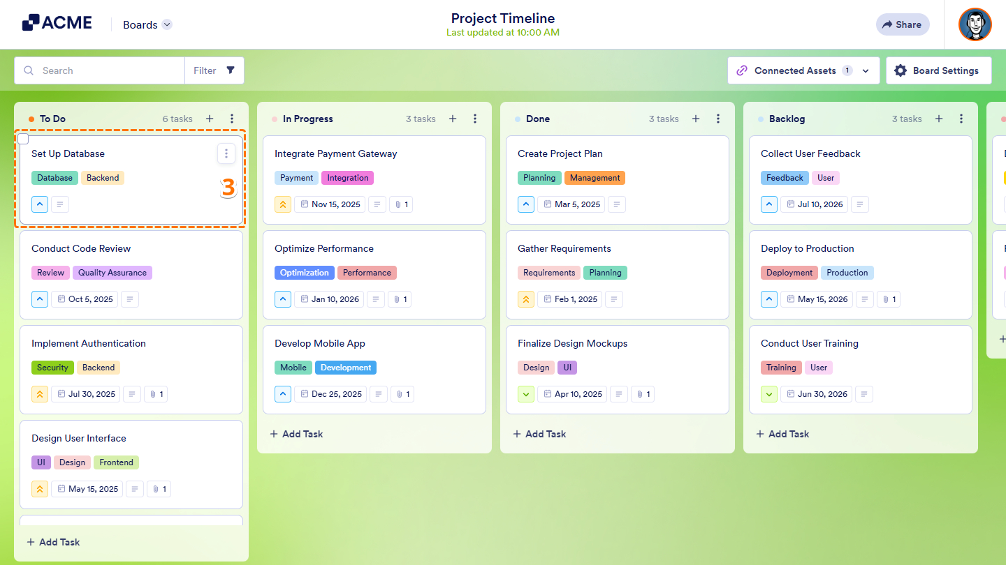 View tasks in Boards