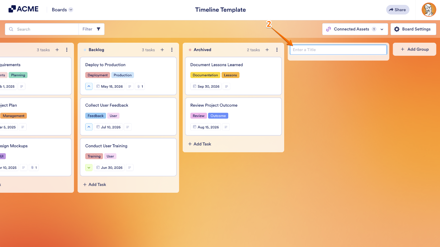 Enter a title for your new group on Board