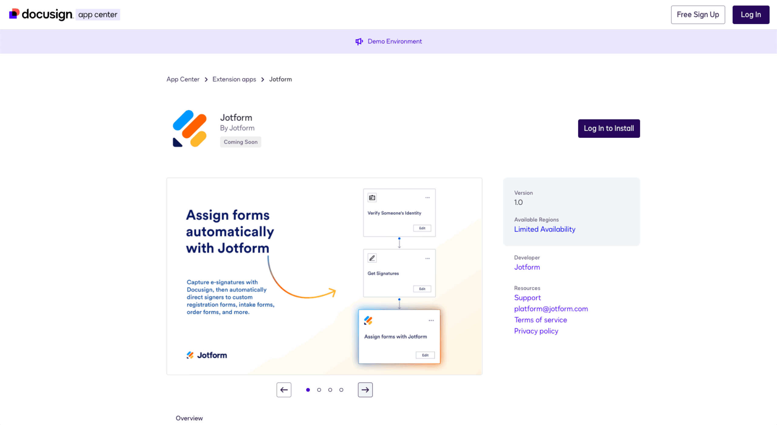 Docusign Jotform Integration Page