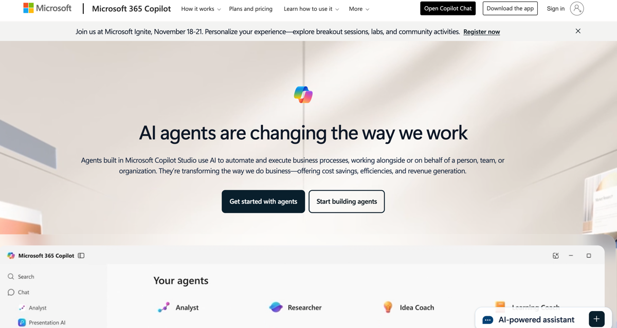 Microsoft 365 Copilot Landing Page