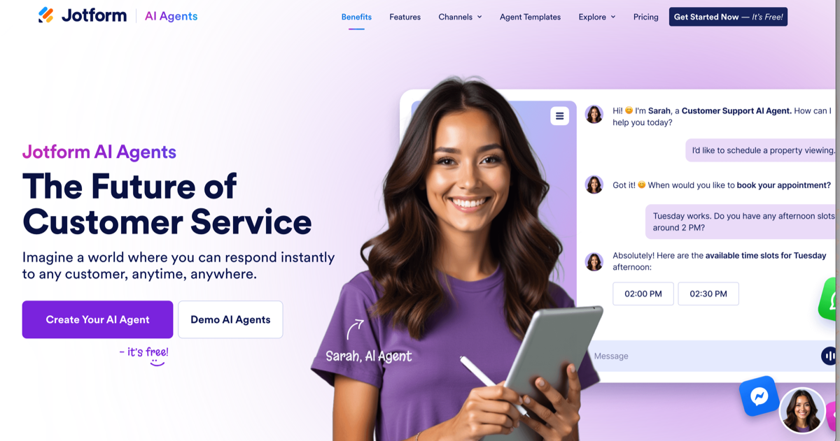 Jotform AI Agents Landing Page