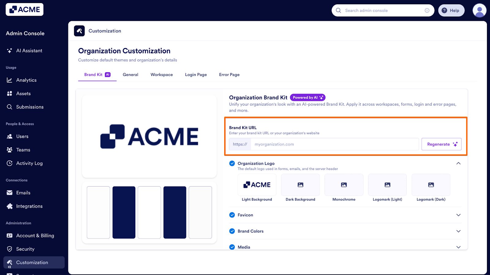 How to Manage and Update the Organization’s Brand Kit from the Admin Console Image-1