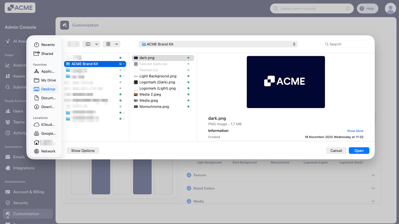 How to Manage and Update the Organization’s Brand Kit from the Admin Console Image-3