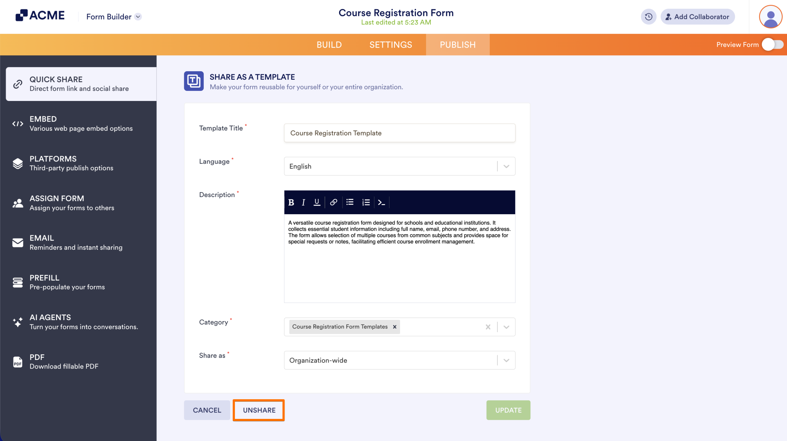How Unshare a Form Template Image-3