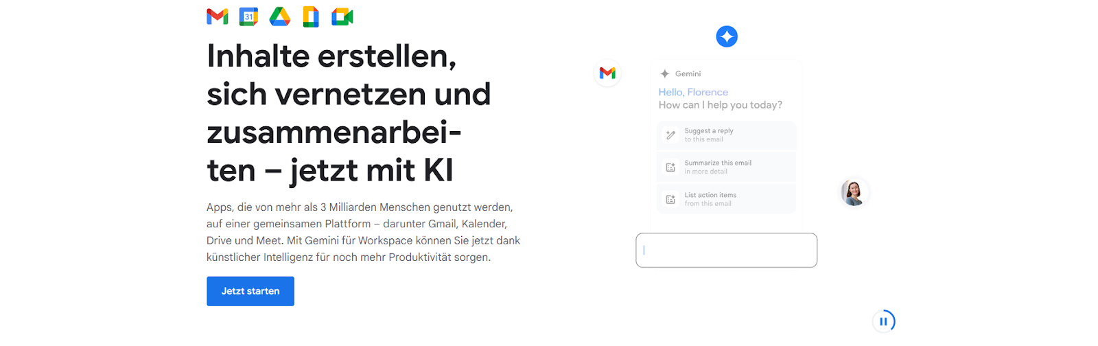 Landingpage von Google Workspace