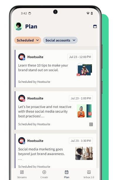 Benutzeroberfläche von Hootsuite