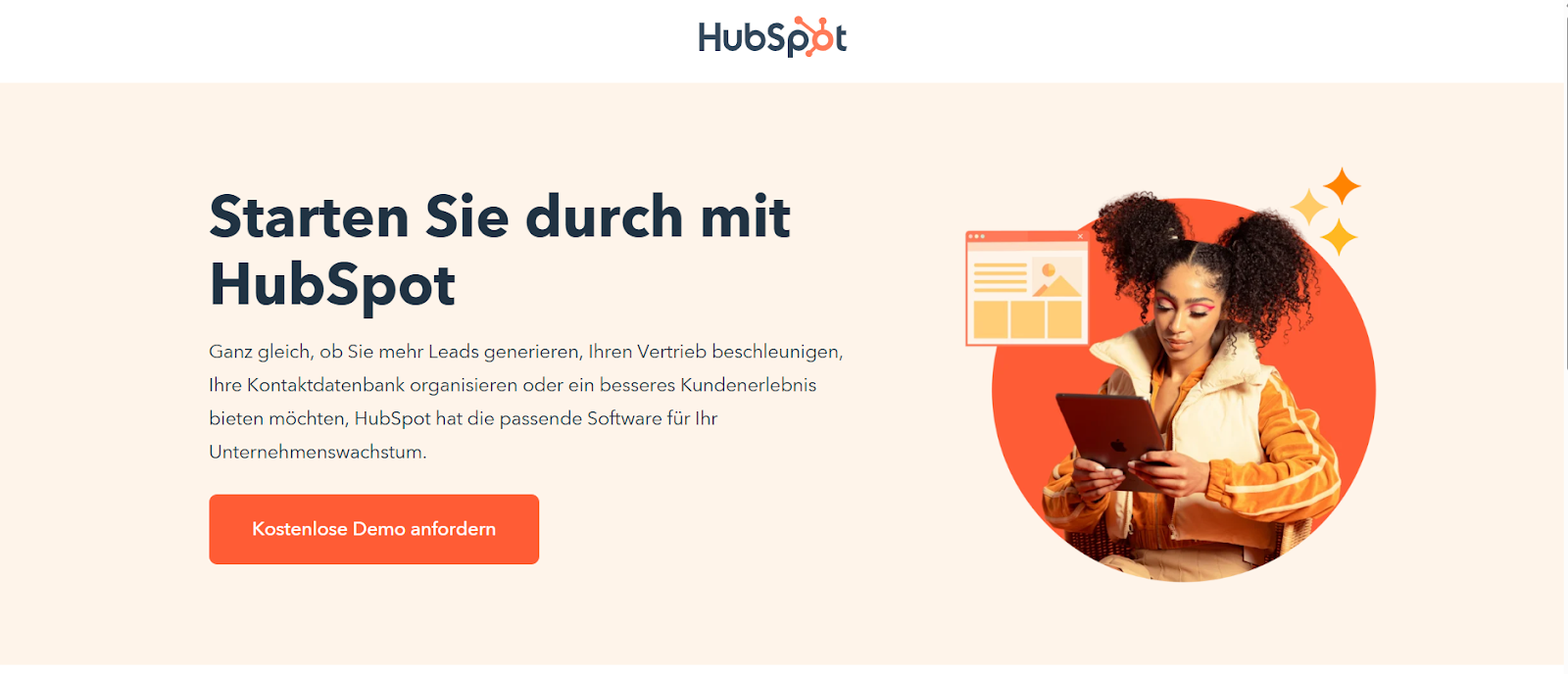 Landingpage von HubSpot CRM