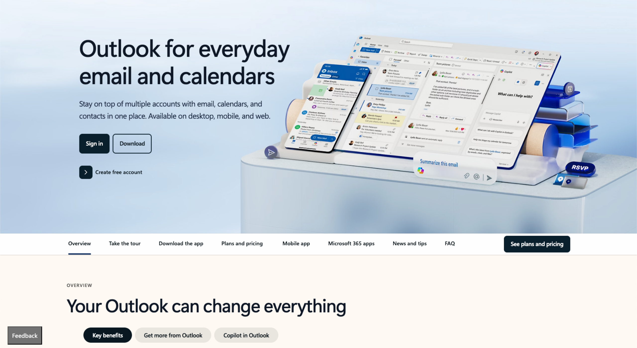 Outlook Calendar Landing Page