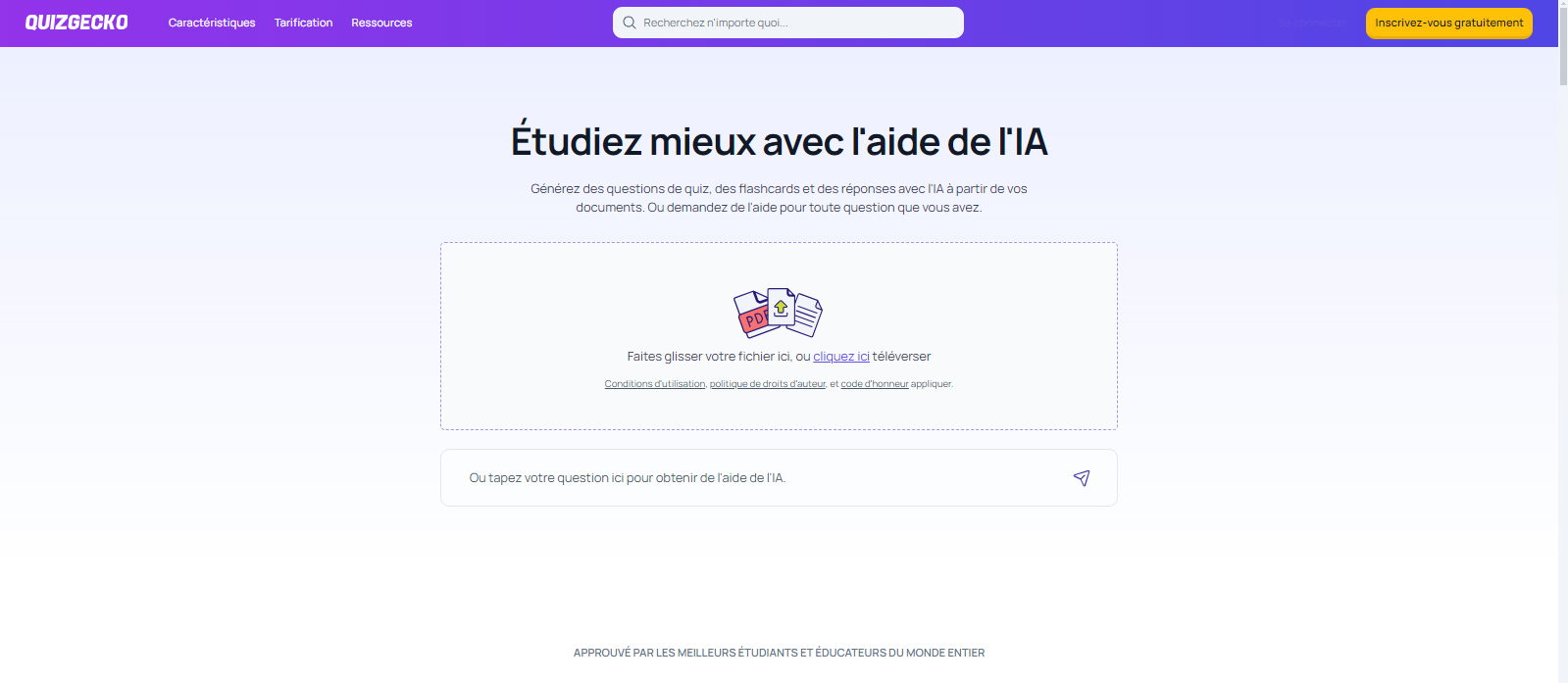 Page d'accueil Quizgecko