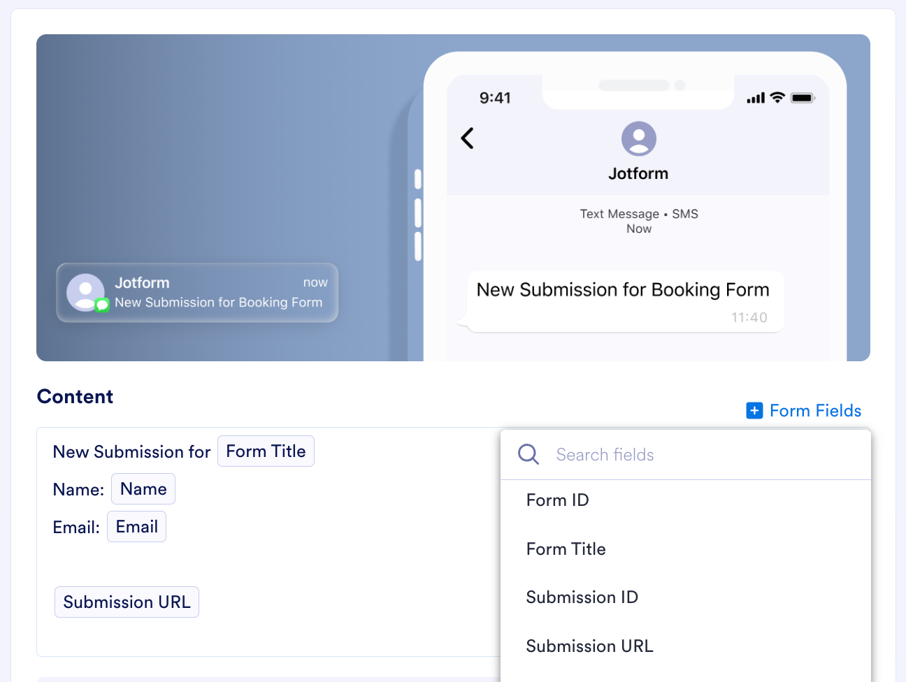 Customizing the content which appears in each notification