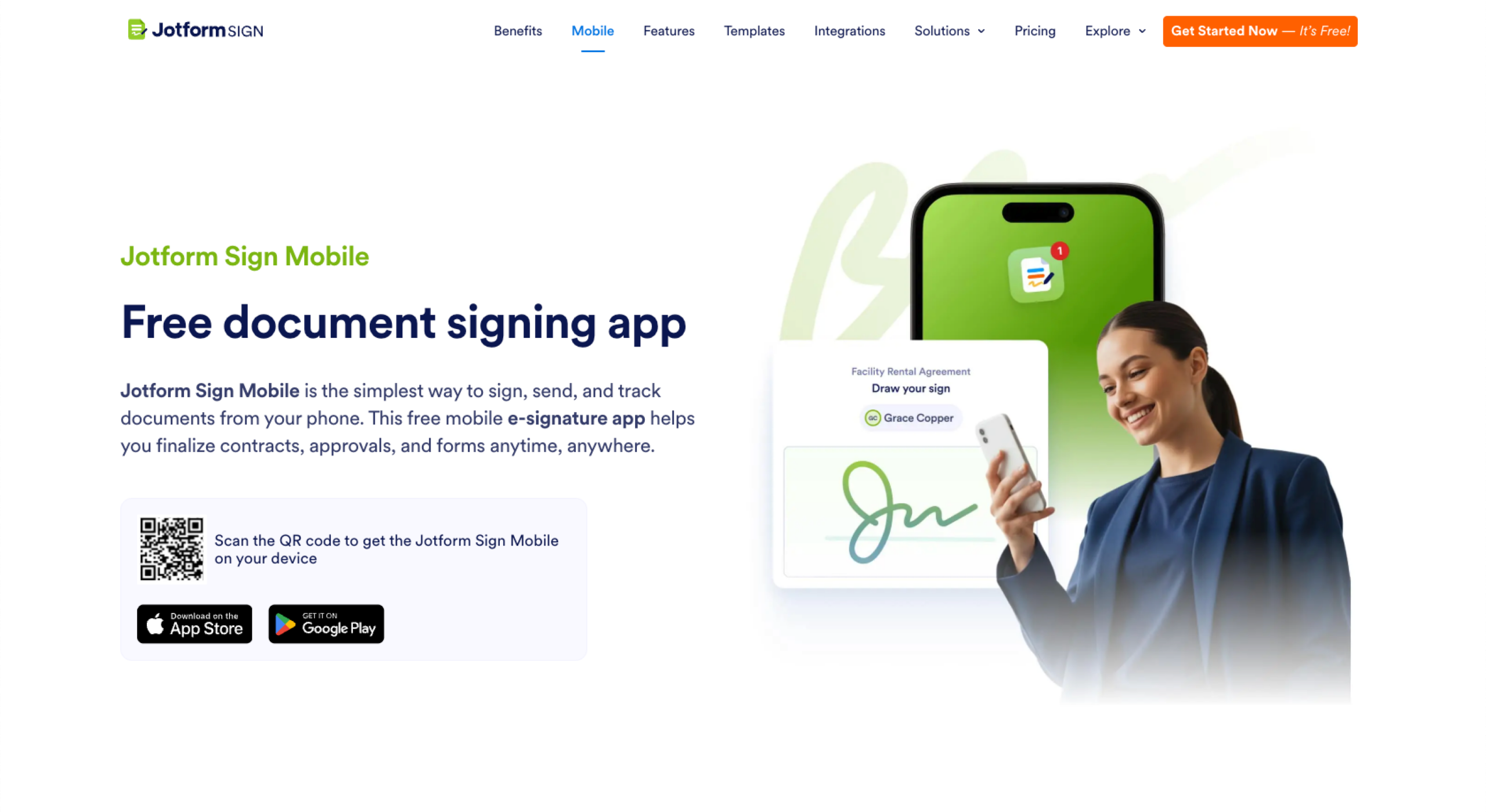 Jotform Sign Mobile Landing Page