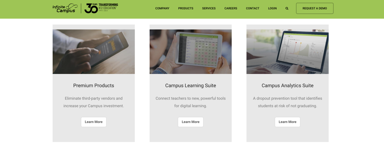 Interface utilisateur d'Infinite Campus