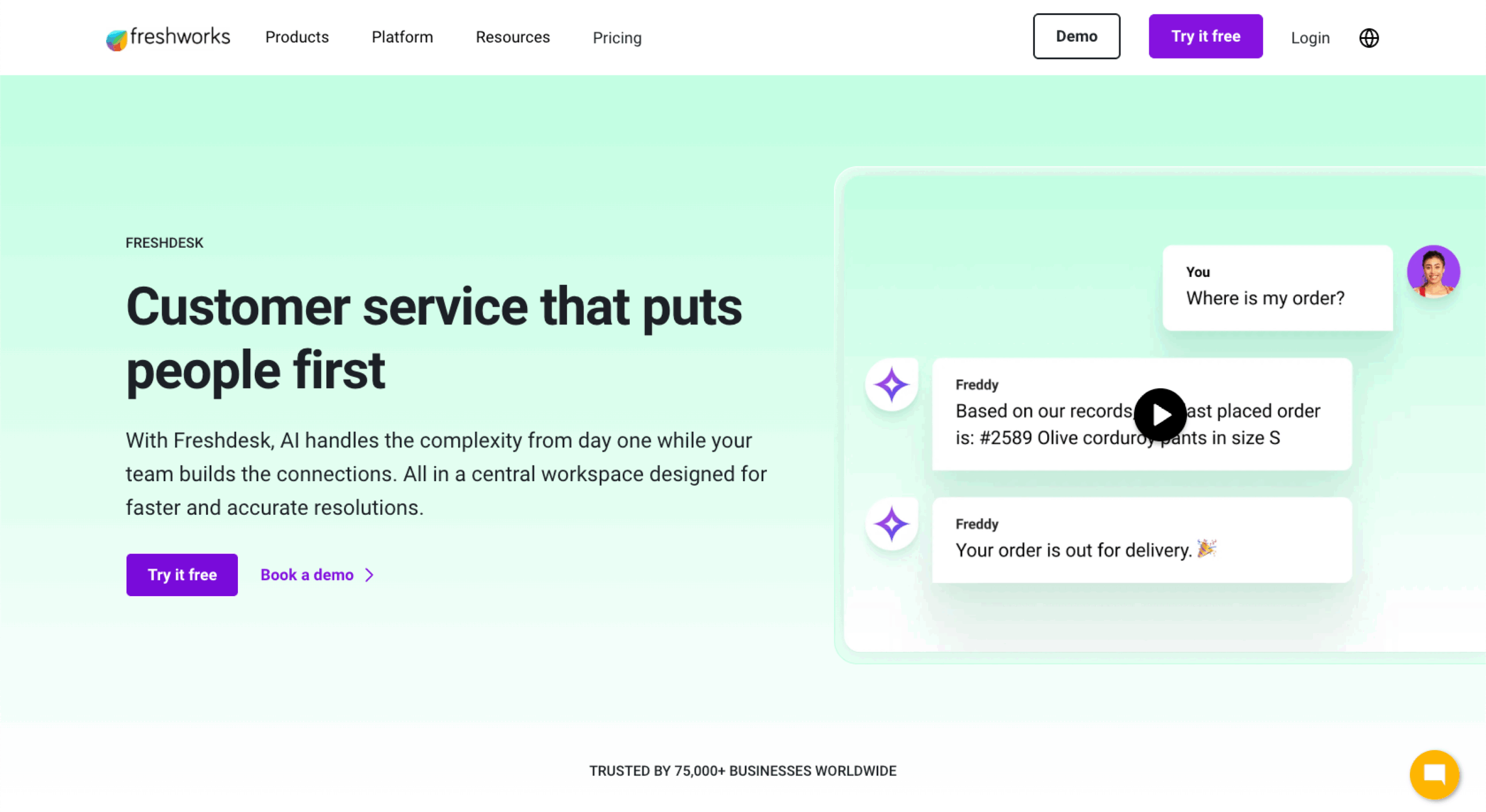 Freshdesk Landing Page